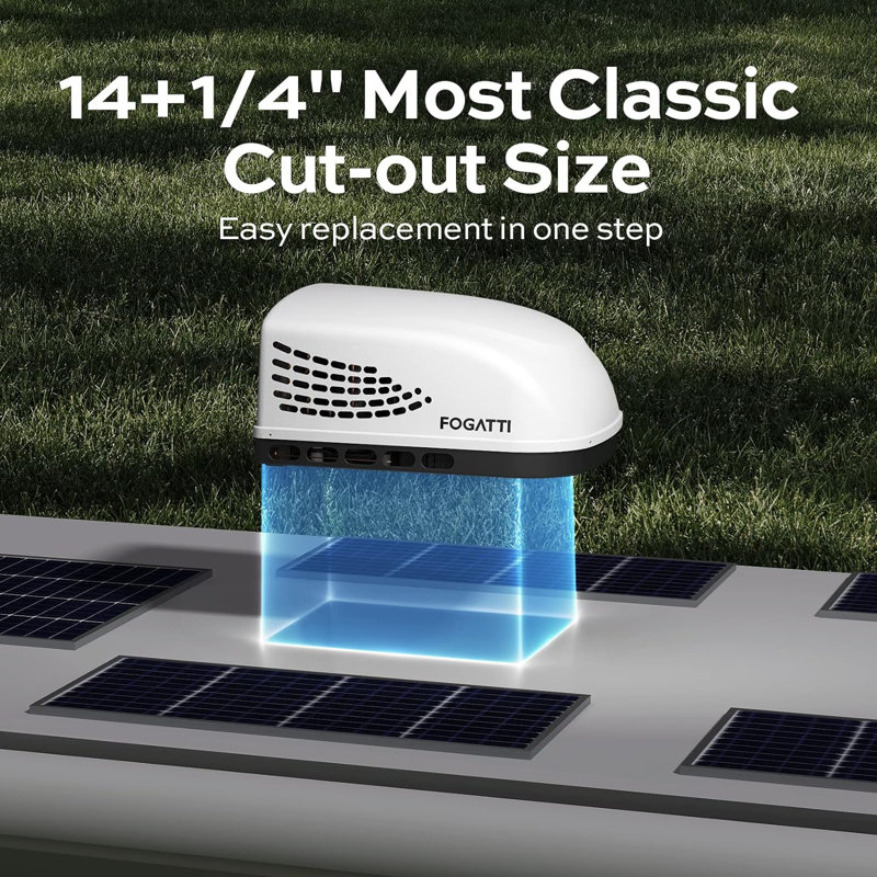 Fogatti Rv Air Conditioner 15000 Btu With PTC Heating, All-in-one Unit Rv Rooftop Ac, Air Distribution Box & Remote Controller Included