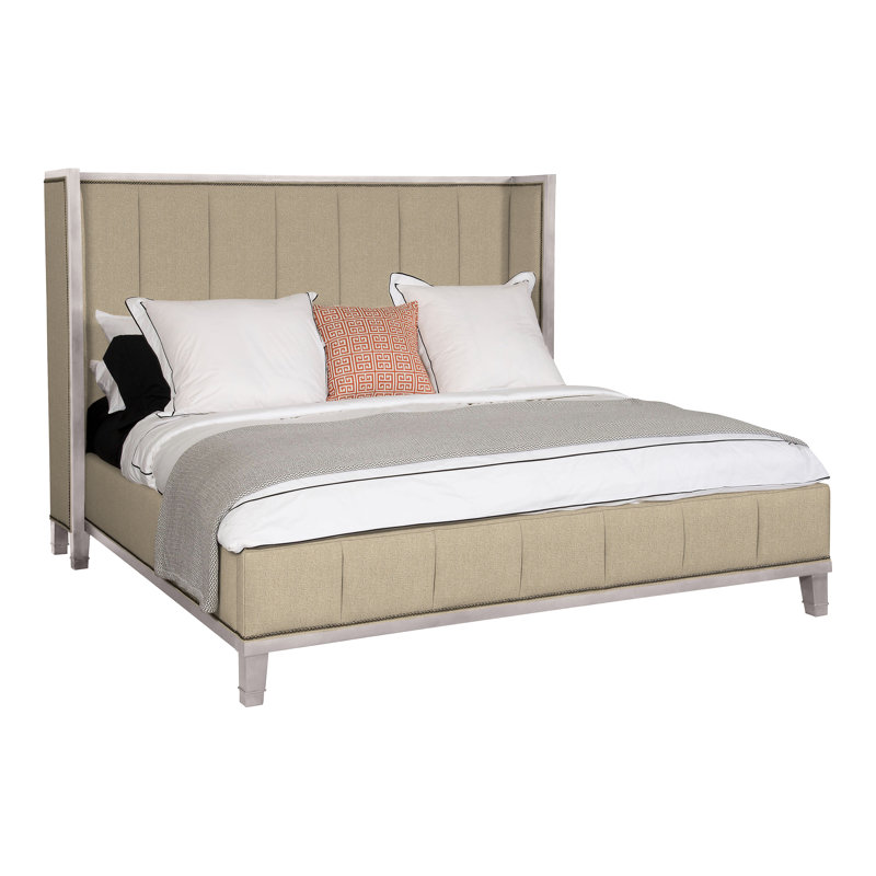 Mattingly Upholstered Wingback Bed, Dove Gray, Nomad Sand, No