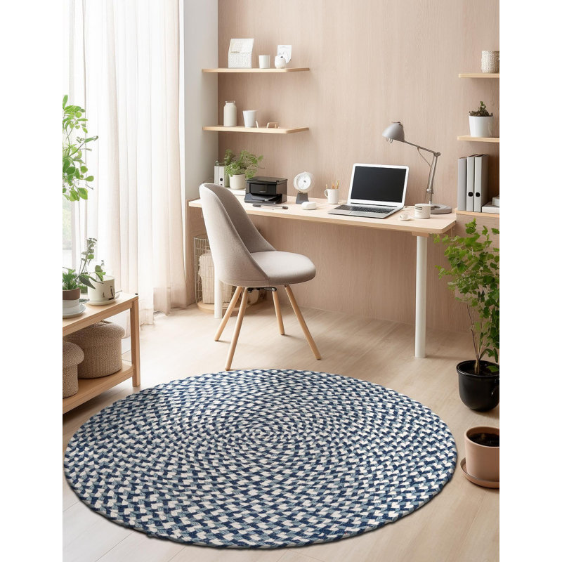 Tapis contemporain bleu Aideen, Rond 2 pi
