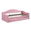 Lit de jour simple avec couchette en velours rose, structure, gigogne en velours, ports, élégant-1503438778
