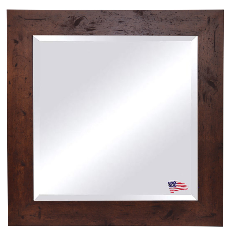 Miroir d'appoint Rustic, H 35,5 po x l 35,5 po, Noyer foncé