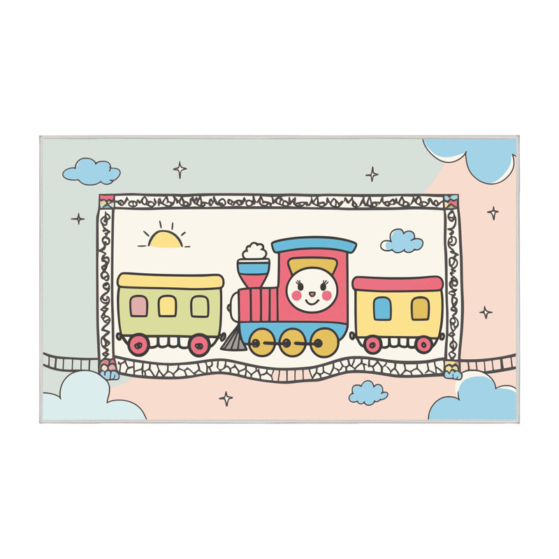 Zoomie Kids Cars Plane Train Kids Rug, Rectangle 4pi x 6 pi