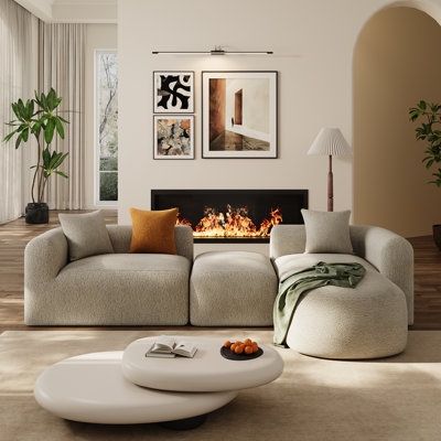 Boneless 119" Modern Curved Sectional Sofa Compression Modular Sofa Couch