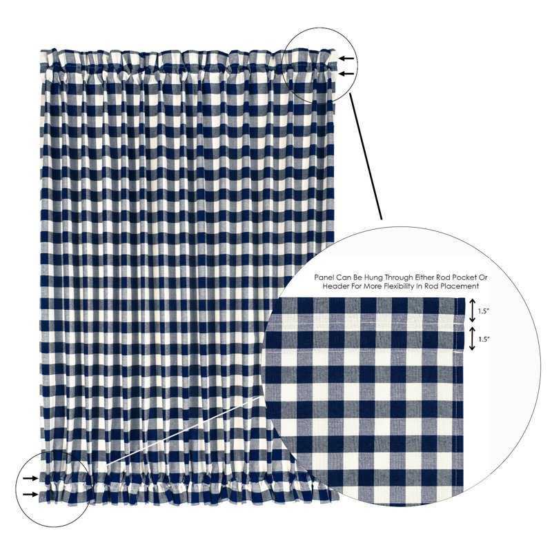 Ikuhiro Semi Sheer Curtain Single Panel, 25" W x 72" L, Navy