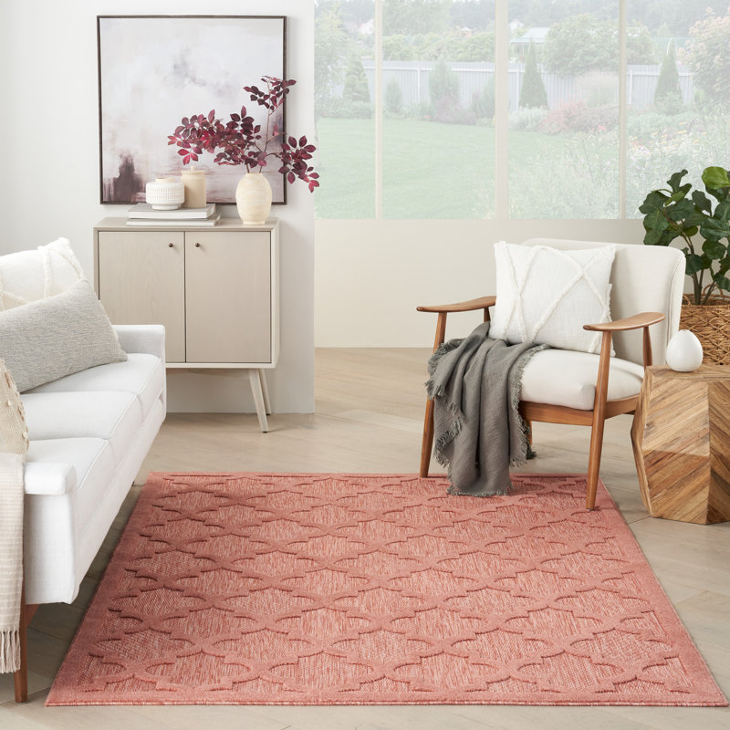 Tapis intérieur / extérieur Adelley Red Barrel Studio Easy Care, Rectangle 5 pi x 7 pi