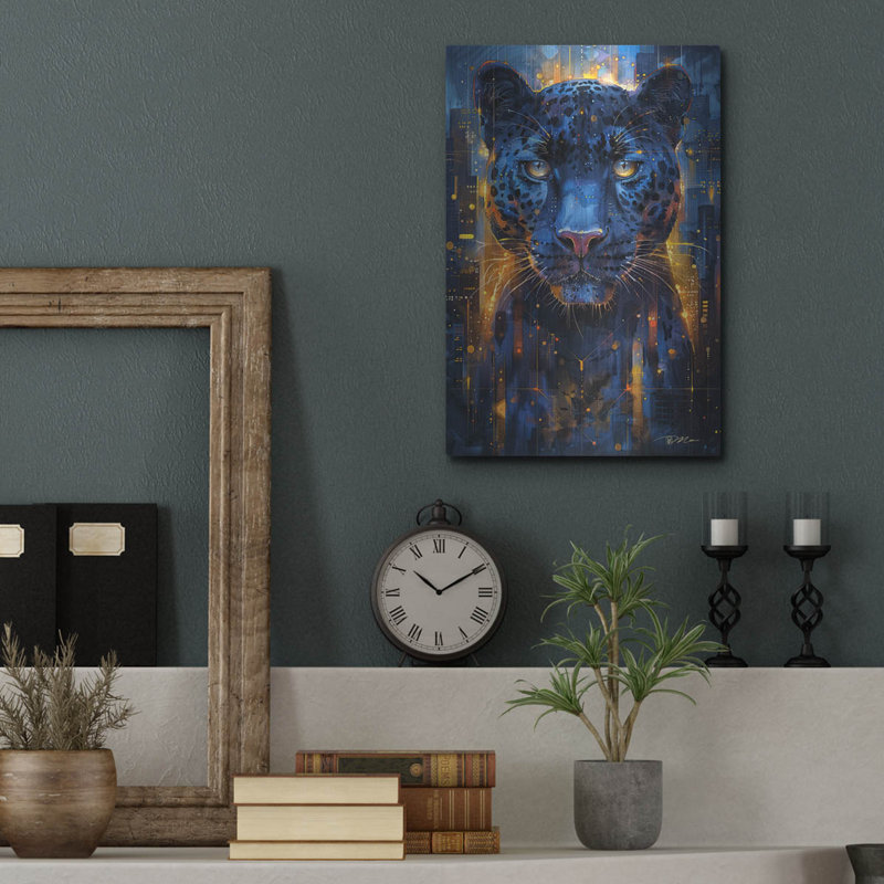 Art mural luxueux «Black Panther In The City» par Momart, 12 po x 16 po
