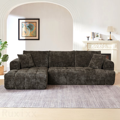 Chenille L-Shape Luxury Sectional Oversized Sofa,Mnimalist Design,Comfy Sleeper Couch For Living Room,Apartment&Reception Spaces,No Assembly Required