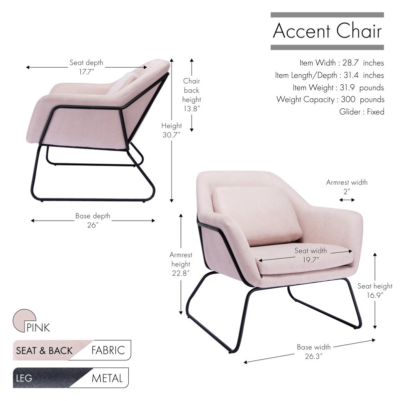 Cambell Upholstered Armchair, Pink