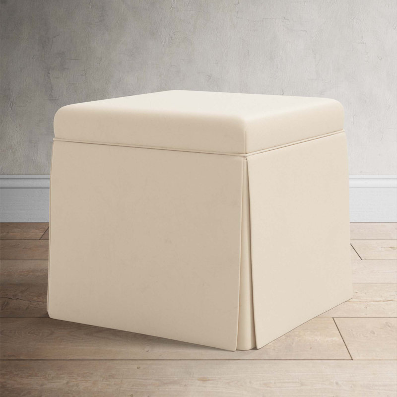 Repose-pieds avec rangement Bash, Velours performance perle classique