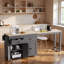 Îlot de cuisine 74,5 pouces avec table de salle à manger extensible-721779116