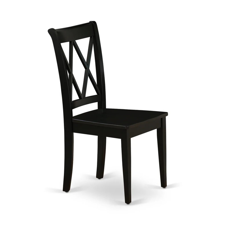 Ensemble de salle à manger 3 pièces comprenant une table en bois et 2 chaises de salle à manger en bois avec dossier Double-X - Finition noire