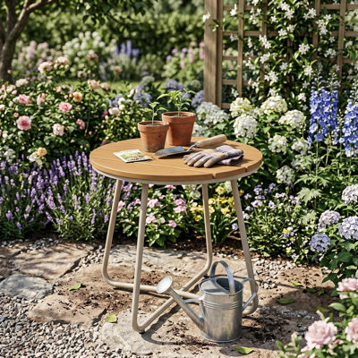 Tables d'appoint d'extérieur, table de patio HDPS avec pieds en métal