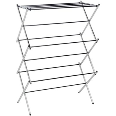 Foldable Portable Laundry Drying Rack For Indoor Air Drying Clothing, 14.5 X 29.5 X 41.8 Inches (Lxwxh), Chrome Silver