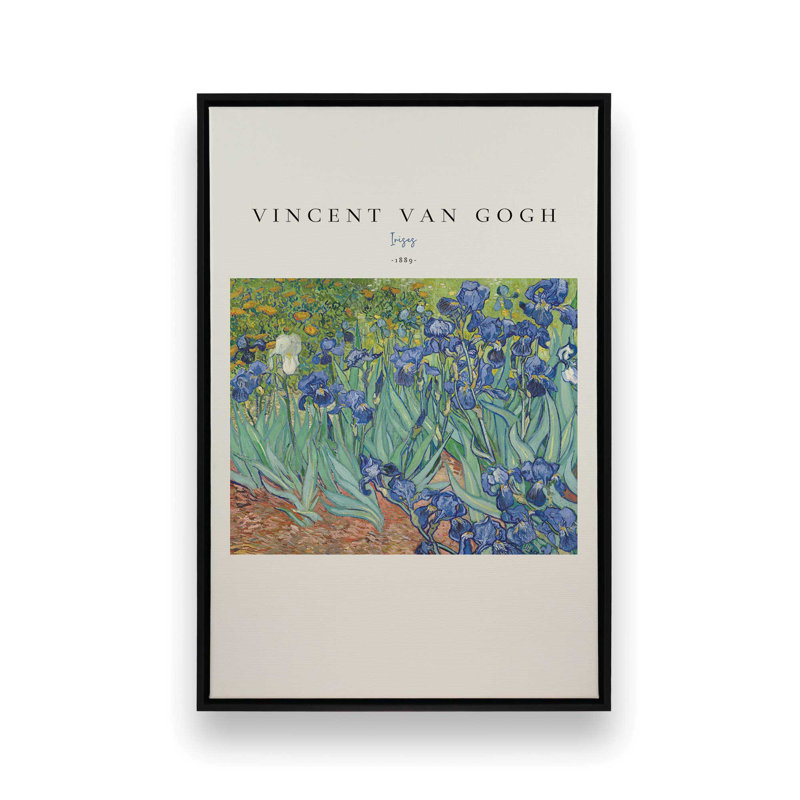 Van Gogh's Irises v2, Cadre flottant noir satiné, H 12,75 po x l 8,75 po
