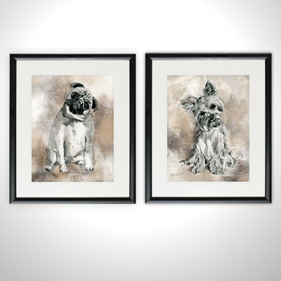 « sketchy study carlin », ensemble de 2 reproductions encadrées