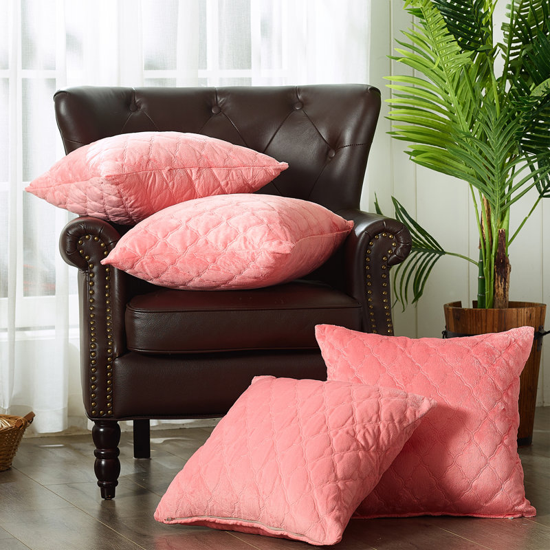  Housse de coussin matelassé en micro-vis carré, Épice corail