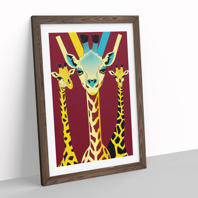 Three Giraffes - Framed Print, Walnut, 46cm H x 34cm W x 2cm D