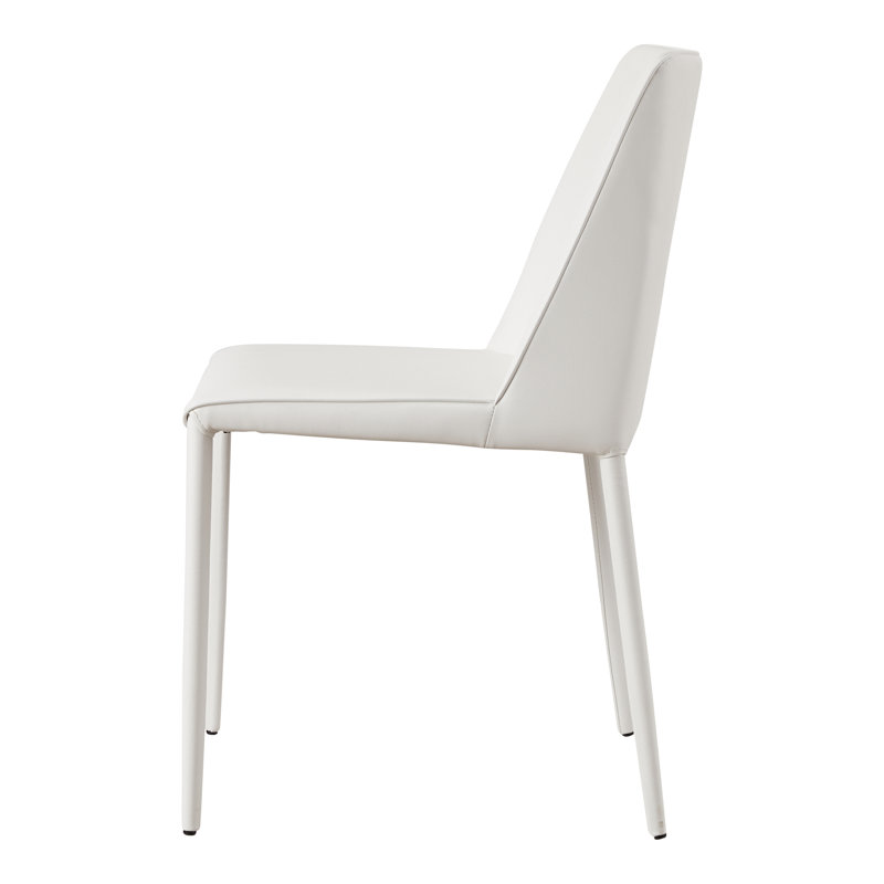 NORA PU DINING CHAIR WHITE-SET OF TWO, White Pebbled Faux Leather