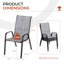 Chaises de patio empilables, tissu Textilène durable avec accoudoirs, cadre en métal robuste, chaises de salle à manger d'extérieur ergonomiques à séchage rapide pour la cour arrière et le bord de la piscine (gris, 4 pièces)-109080129-126637970
