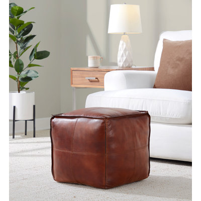 Pouf Cobbler Industrial en cuir espresso par Lumisource