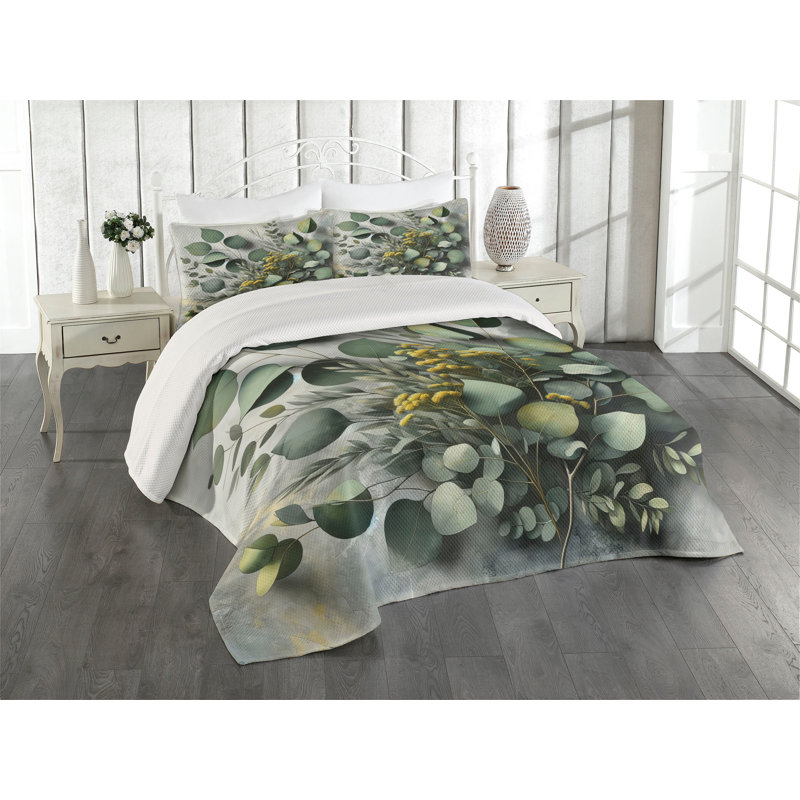 Polyester Floral Coverlet, King Coverlet + 2 Standard Shams