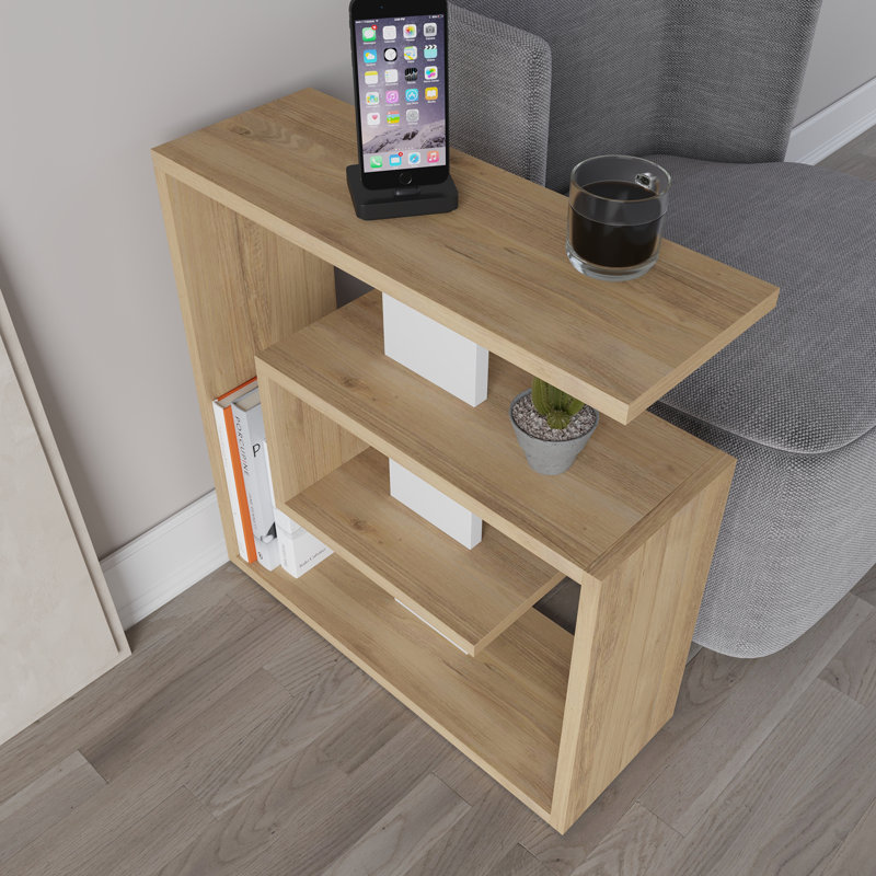 Table d'appoint moderne polyvalente, chêne Sonoma et blanc, 21,7 po x 22,4 po x 7,9 po | 100% panneau de particules enduit de mélamine, épaisseur: 0,7 pouce | Design élégant pour le salon, la chambre à coucher ou le bureau | Solution de mobilier polyvalente et fonctionnelle