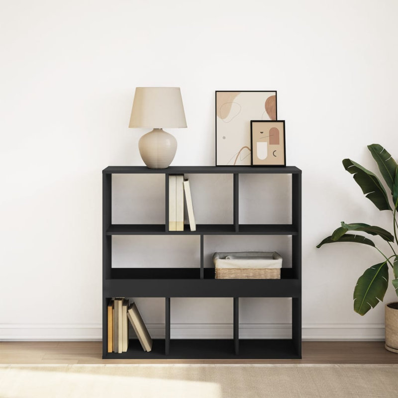 Angelinne 100cm W Bookcase, 156.5cm H x 100cm W x 33cm D, Black