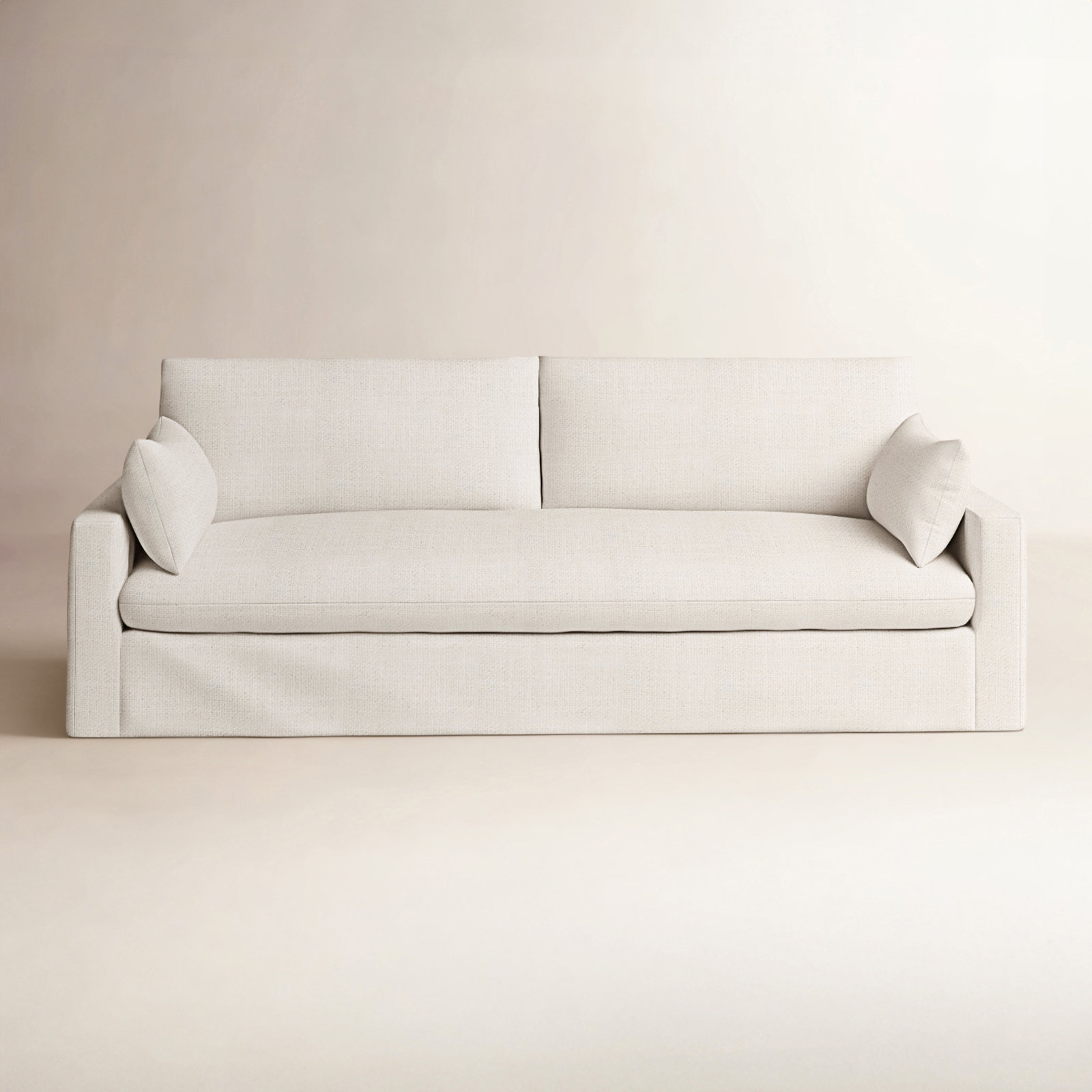 Luna 90'' Upholstered Sofa, Zuma White Textured Linen