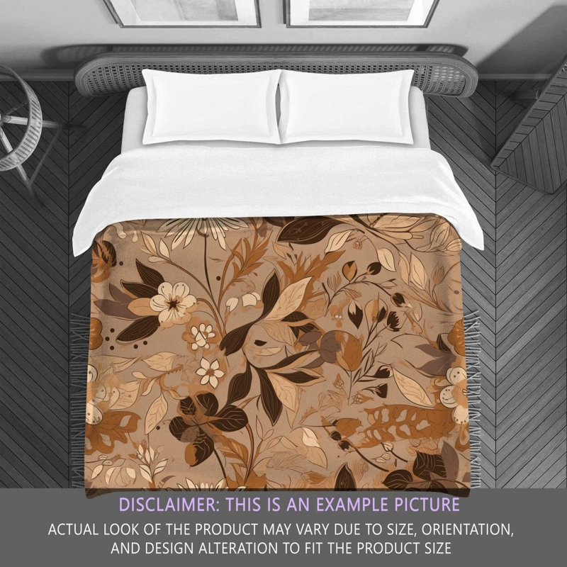 Machine Printed Comforter, Queen Comforter, Brown/Beige Floral