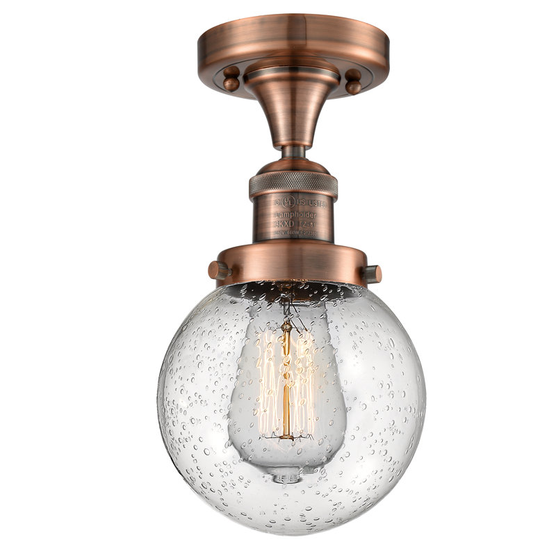 Plafonnier semi-encastré simple sphère 6 po Araujo, Ampoule DEL 6 watts Vinage, Grainé, Cuivre antique
