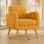 Chaise d'appoint en lin jaune avec pieds en bois massif naturel