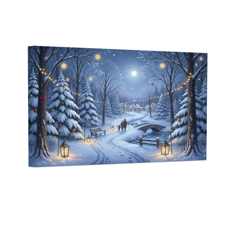 Chemin de Noël des lanternes du parc d'hiver enneigé de Noël, H 20 po x l 30 po