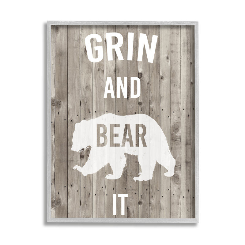 «Grin and Bear It», reproduction de jeu de mots - Impression, Estampe numérique Farmhouse, H 14 po x l 11 po x P 1,5 po