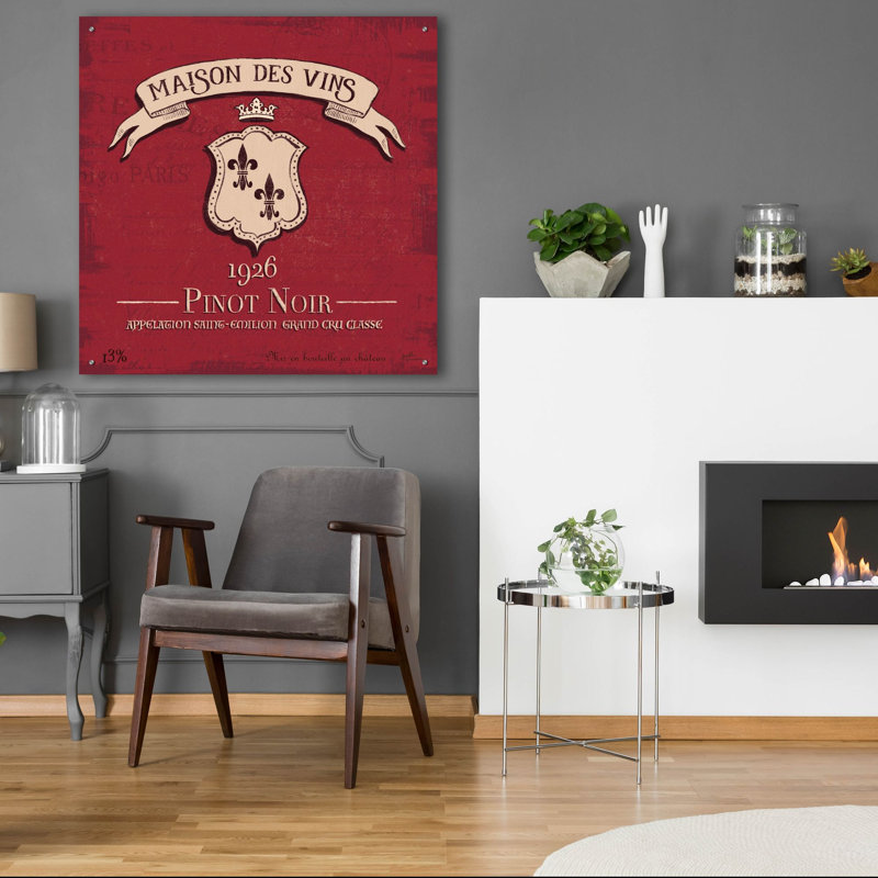 Art mural en verre One Allium Way «Wine Tustation 7» par Janelle Penner, H 36 po x l 36 po x P 0,2 po