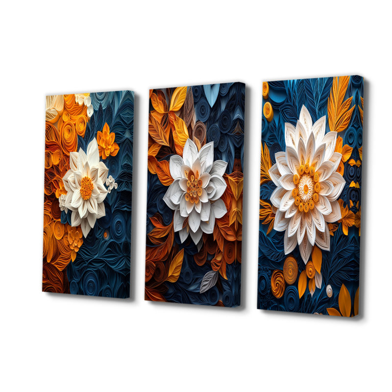 Floral Botanical Whirlwind I - Botanicals, impressions sur toile, collection de 3 panneaux, H 28 po x l 36 po, Toile tendue