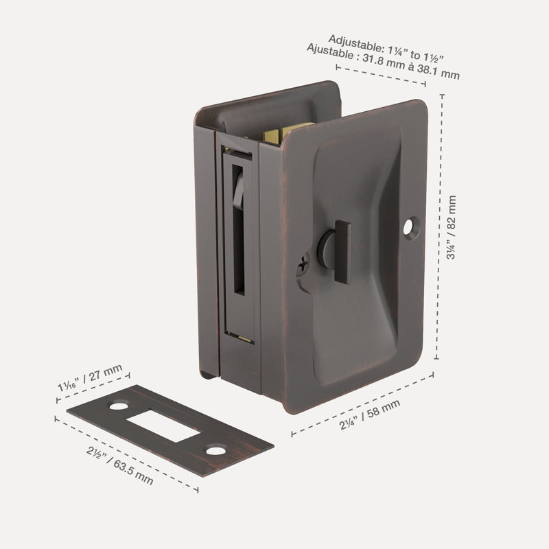 Rectangular Pocket Door Hardware, Oil Rubbed Bronze
