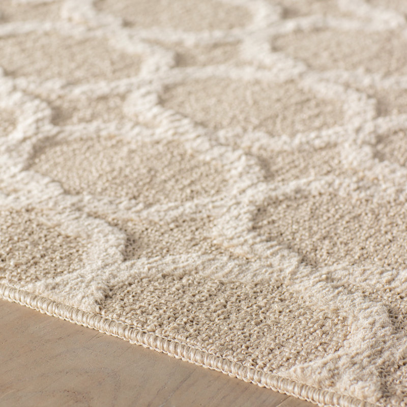 Alorton Non-Slip Polypropylene 5 Ft. X 7 Ft. Tan Area Rug, Rectangle 5' x 7'