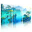 Tableau aquarelle de paysage chinois sur toile tendue (lot de 3)-1602315679