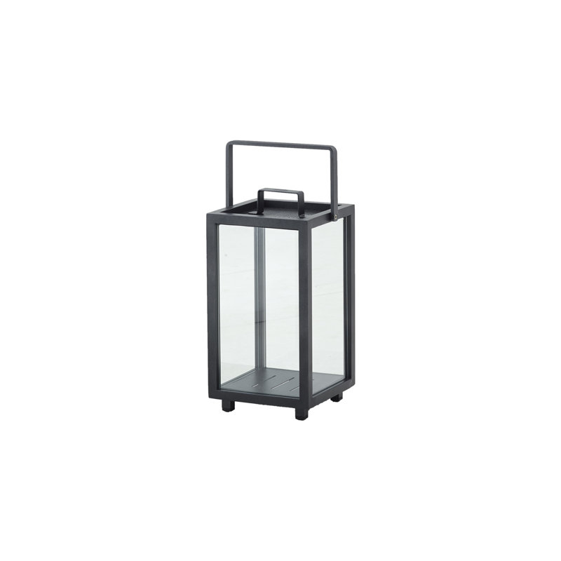 Lighthouse Aluminum/Glass Floor Lantern, 16.6" H x 9.1" W x 9.1" D, Lava Gray