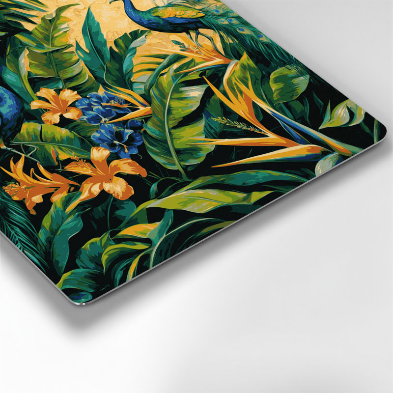«Hawaiian Paradise Birds», art mural en métal bleu, H 12 po x l 12 po