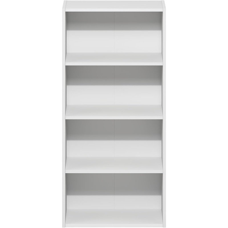 Bibliothèque blanche à 4 niveaux, bibliothèque de base ouverte avec rangement pour cubes, 7 x 17 x 35 po pour la maison, le bureau et le salon