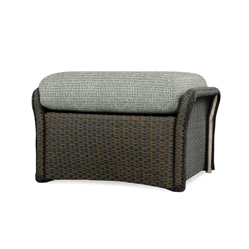 Weekend Retreat Outdoor Ottoman, Consider Indigo, Mink