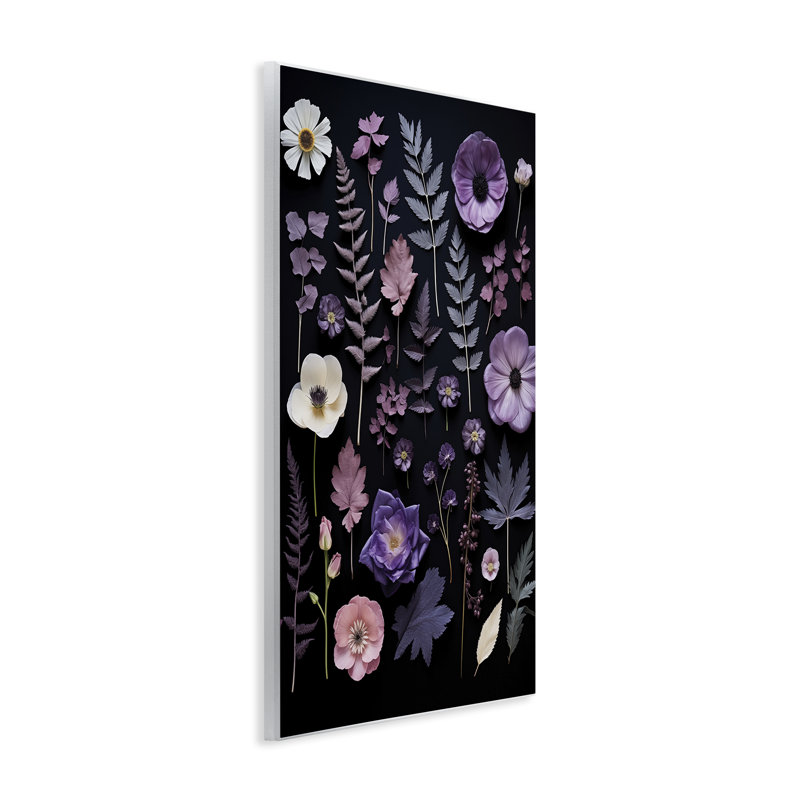 Plaque murale fleurs mixtes mauves, design par Heidi Kuntz, H 19 po x l 13 po