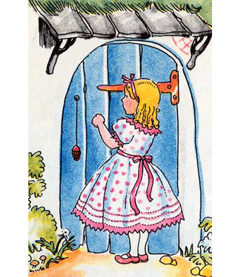 «Goldilocks at the Bears Cottage» par Julia Letheld Hahn, reproduction d'art
