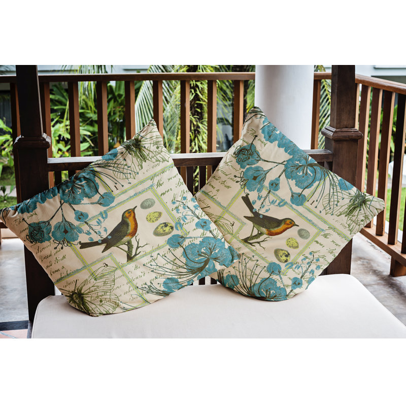 Coussin intérieur / extérieur Singing Bird, Bleu Explorer, 20 po x 20 po