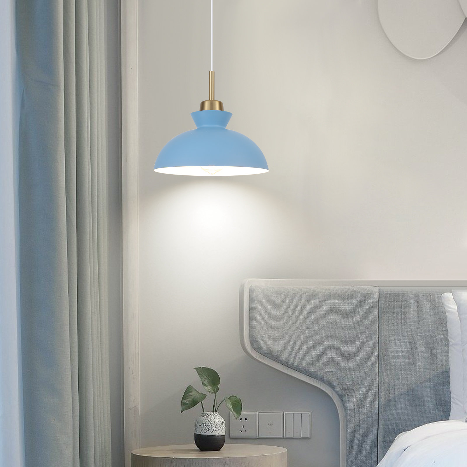 Gibran Single Light Dimmable Pendant, Sky Blue