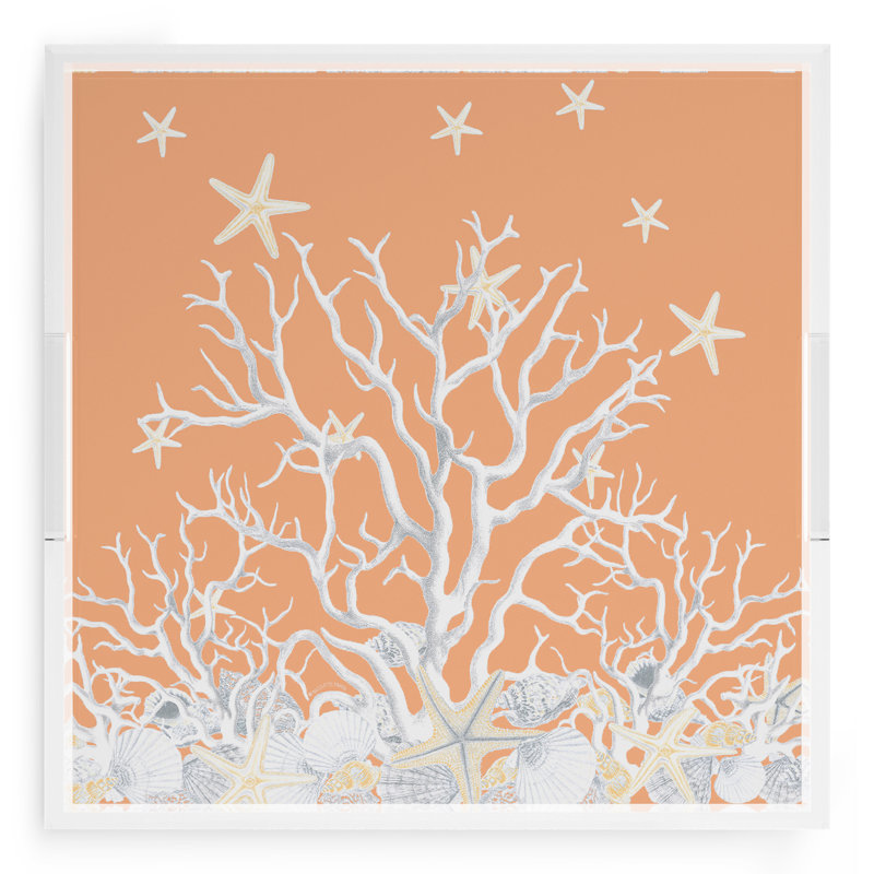Plateau décoratif carré en acrylique Coral Reef, Pêche, L 18 po x P 18 po x H 2 po