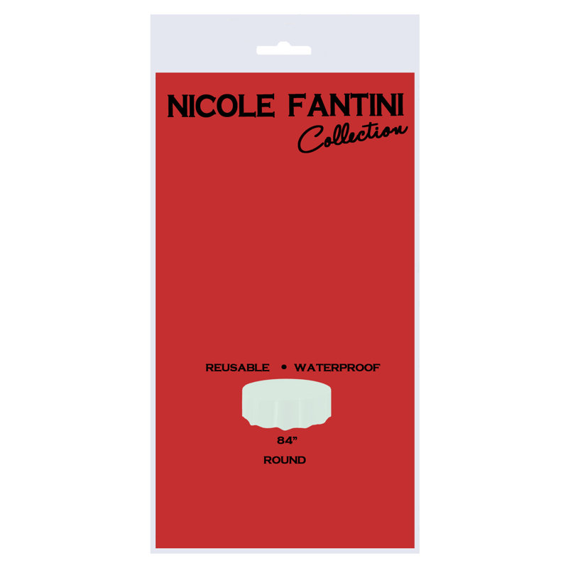 Nicole Fantini Plastic Disposable Round Tablecloth 84", Red, 1