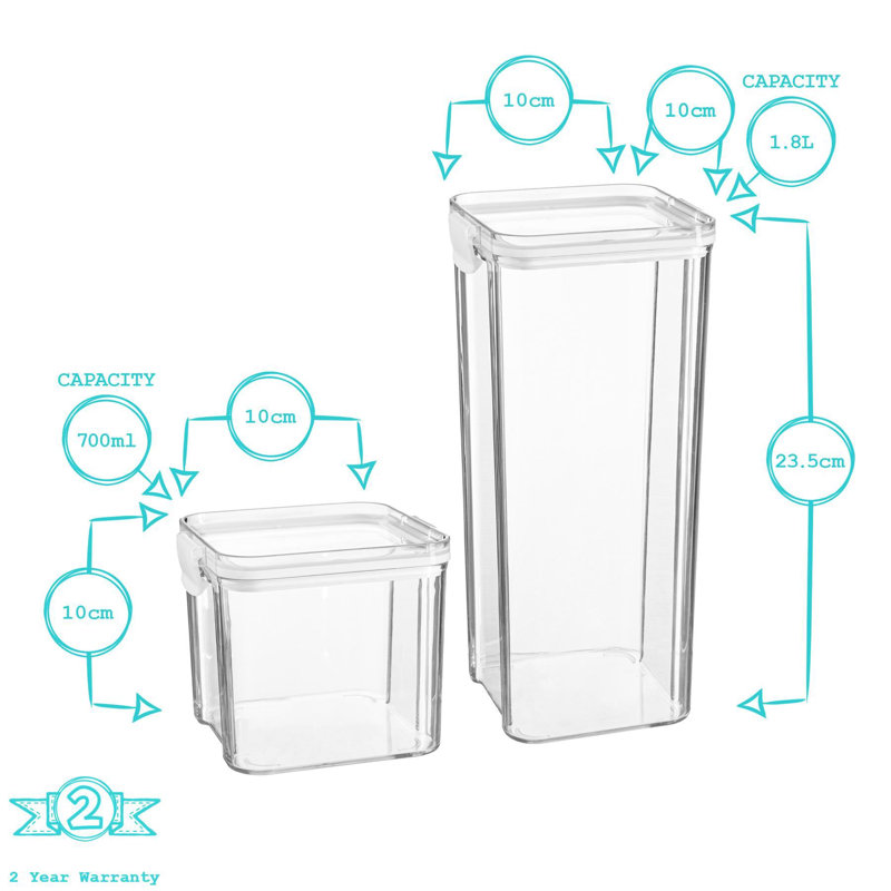 Argon Tableware Food Storage Container - Set of 6 - (4 Sizes), White