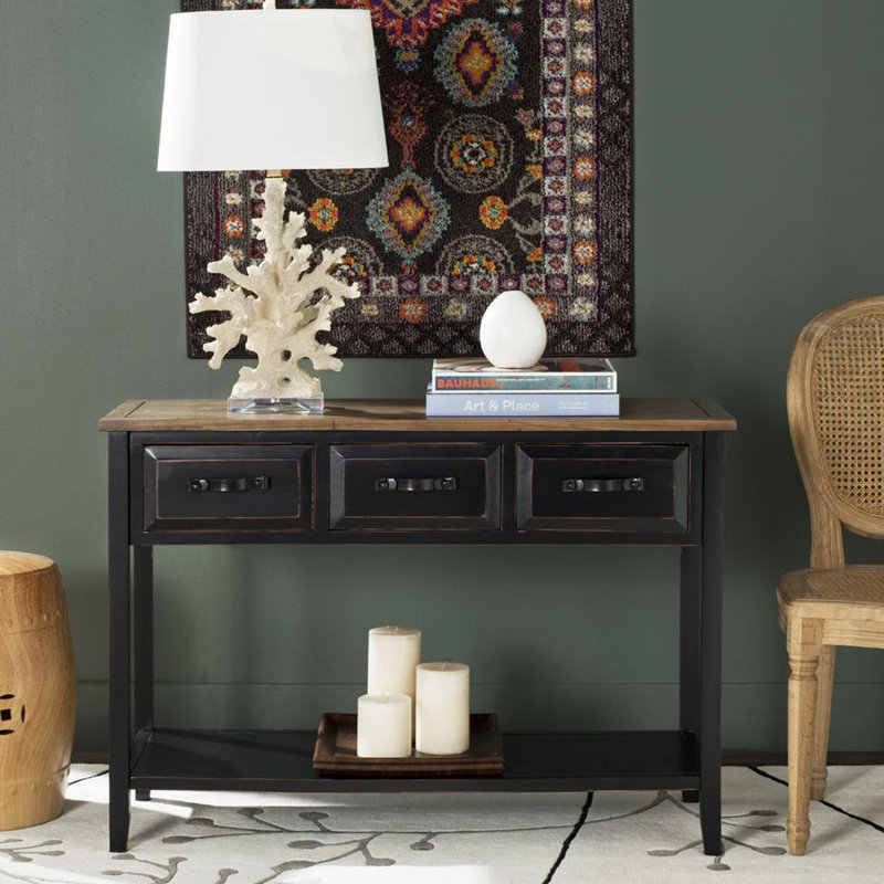 Wildermuth 43'' Console Table, Black, Brown
